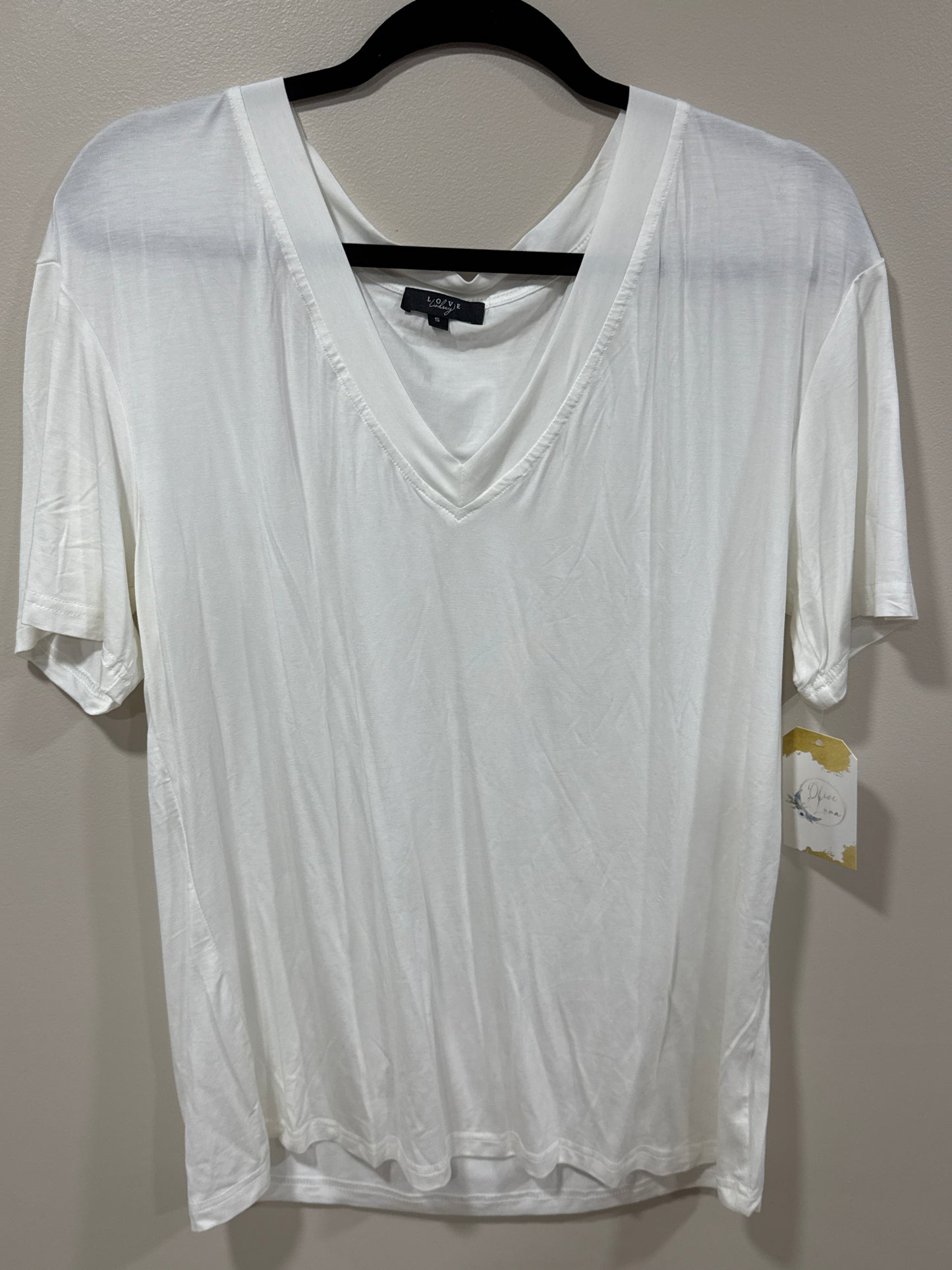 WHITE OVERSIZED STRETCH VNECK T