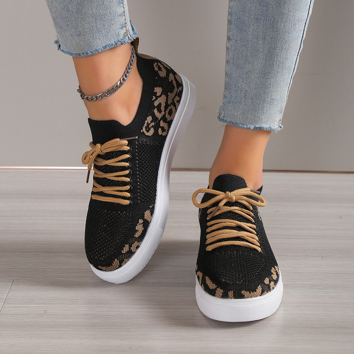 BLACK LEOPARD SNEAKERS