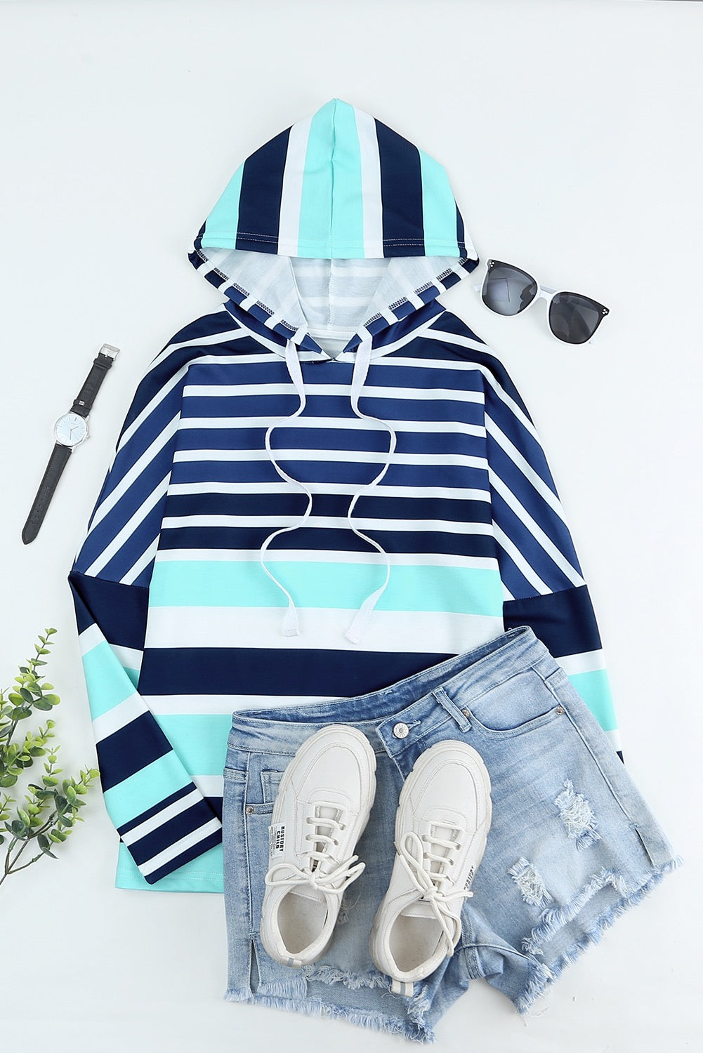 MULTI STRIPED HOODED LONG-SLEEVE