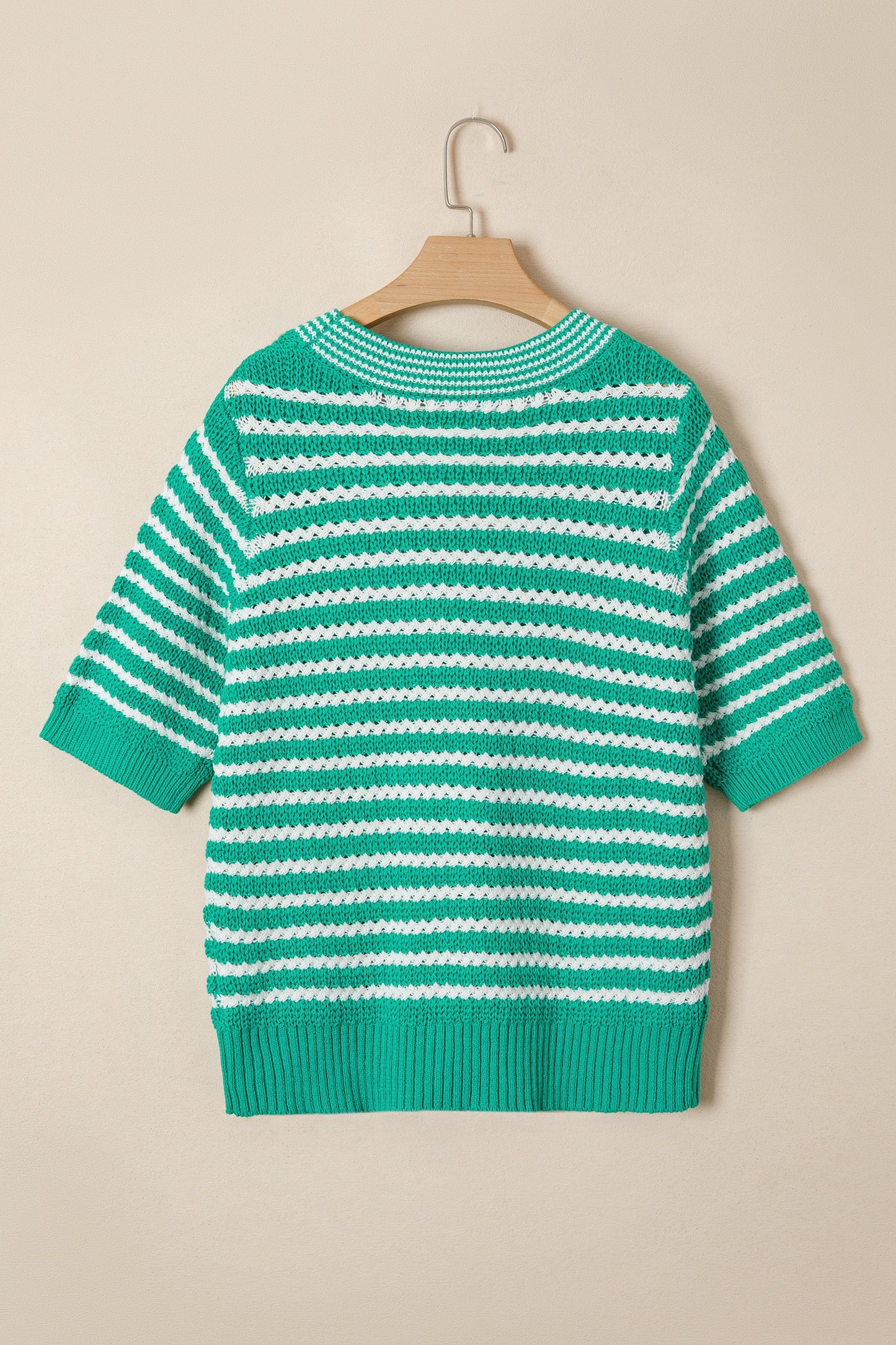 GREEN STRIPED BOW SWEATER