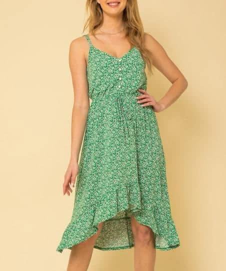 GILLI GREEN FLORAL DRESS SIZE MEDIUM