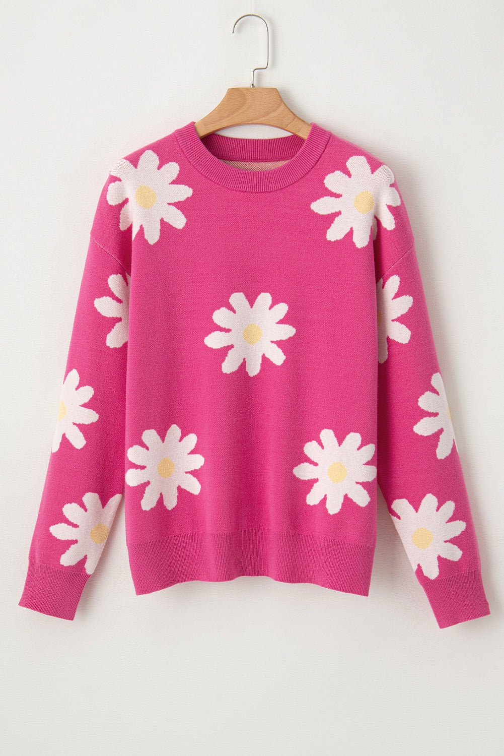 PREORDER BRIGHT PINK DAISY FLOWER SWEATER
