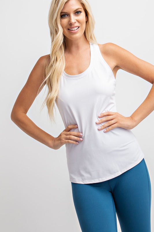 WHITE RACERBACK BUTTER SOFT TANK