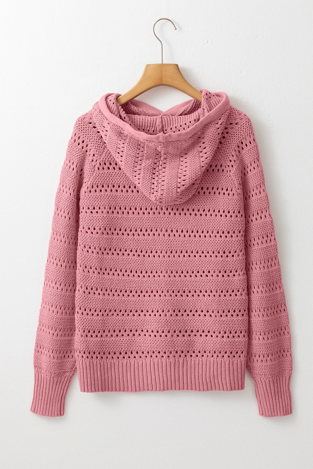 PREORDER PEACH BLOSSOM POINTELLE KNIT RAGLAN SLEEVE HOODIE