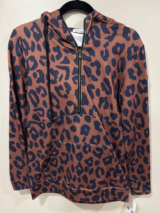 MICHELLE MAE SCUBA ANIMAL PRINT HALF ZIP HOODIE