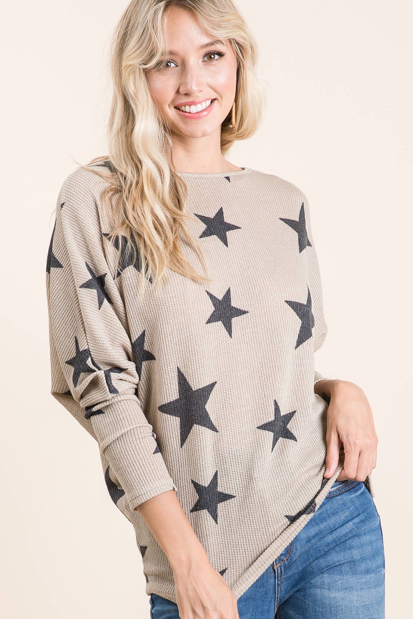 STAR PRINT WAFFLE TUNIC