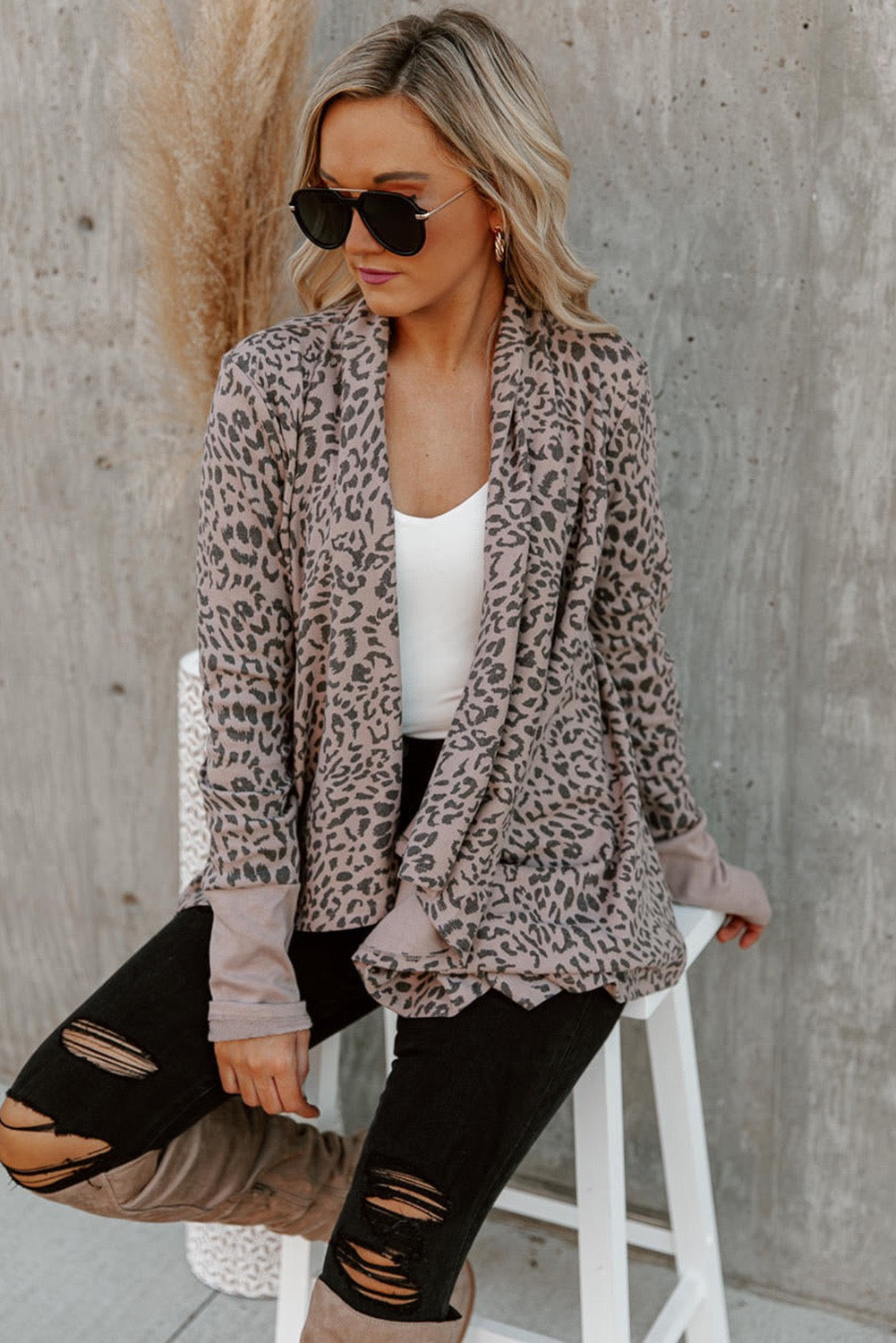 LEOPARD OPEN FRONT CARDIGAN