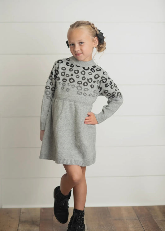 KIDS LEOPARD SWEATER DRESS