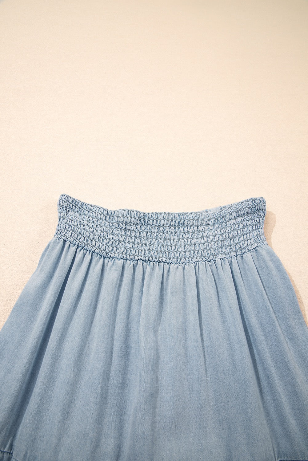 PREORDER TIERED SMOCKED DENIM MAXI SKIRT