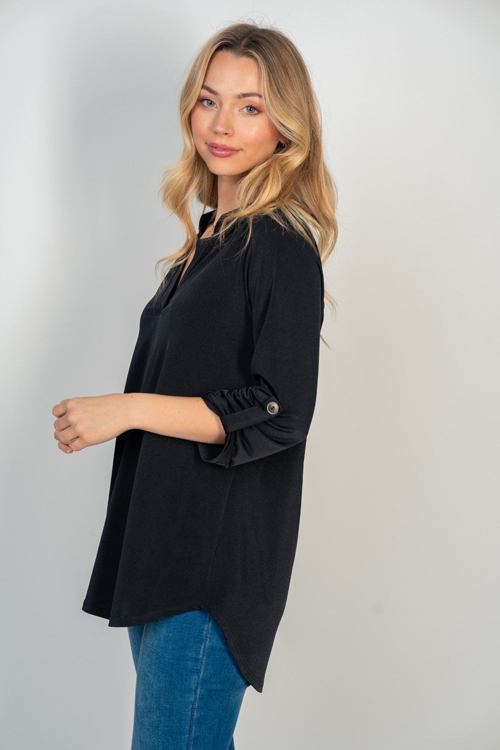 GABBY 3/4 BUTTON SLEEVE TOP (multiple colors)