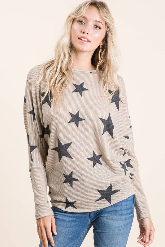 STAR PRINT WAFFLE TUNIC