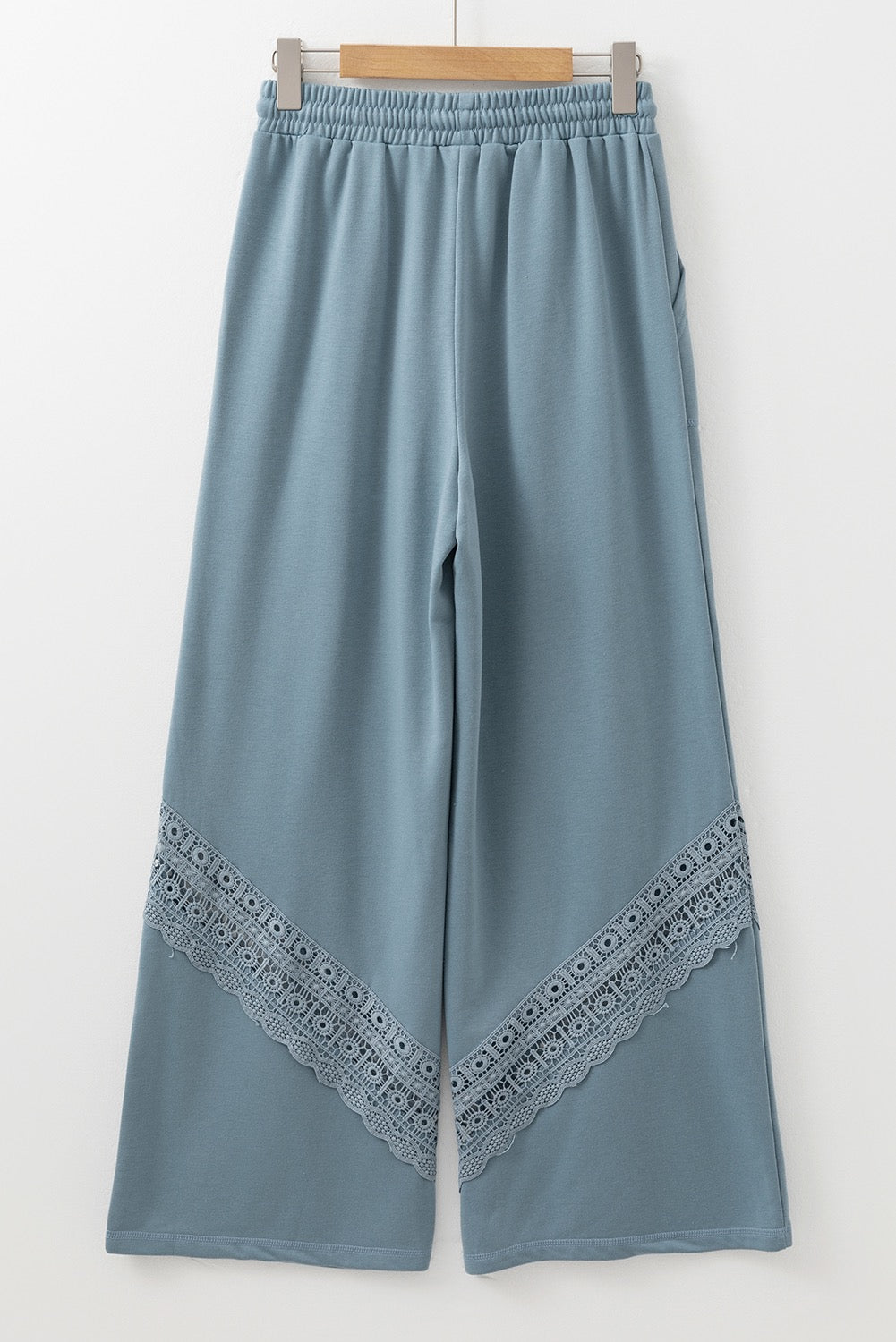 PREORDER DUSK BLUE LACE CROCHET PATCH WIDE LEG PANTS