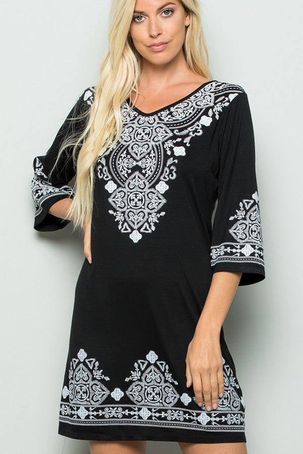 DAMASK PRINT DRESS