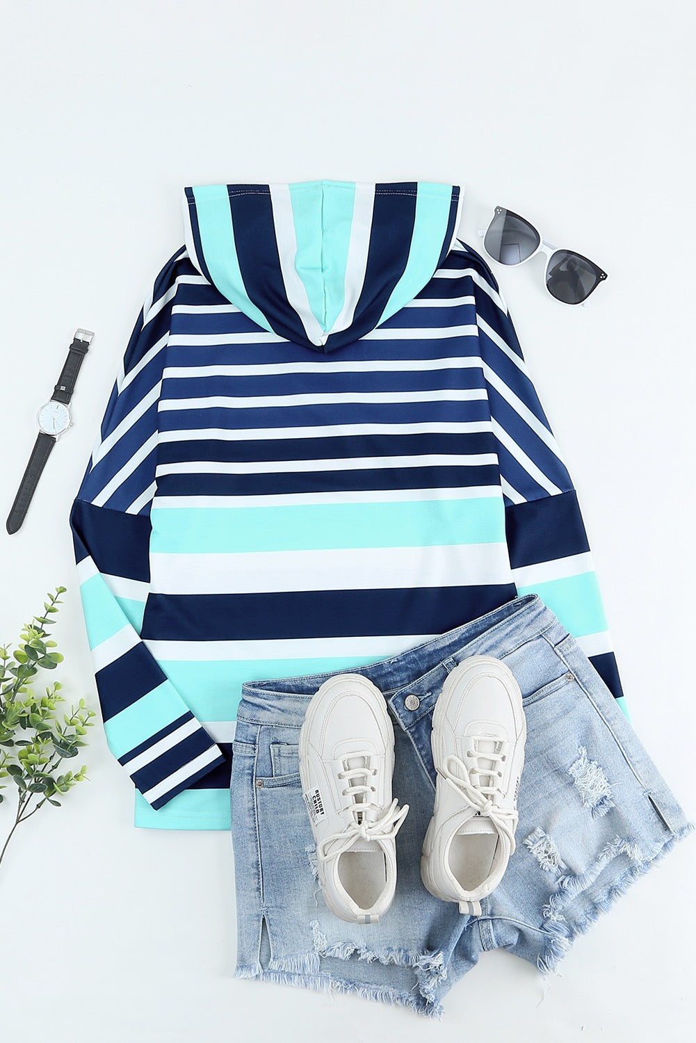 MULTI STRIPED HOODED LONG-SLEEVE