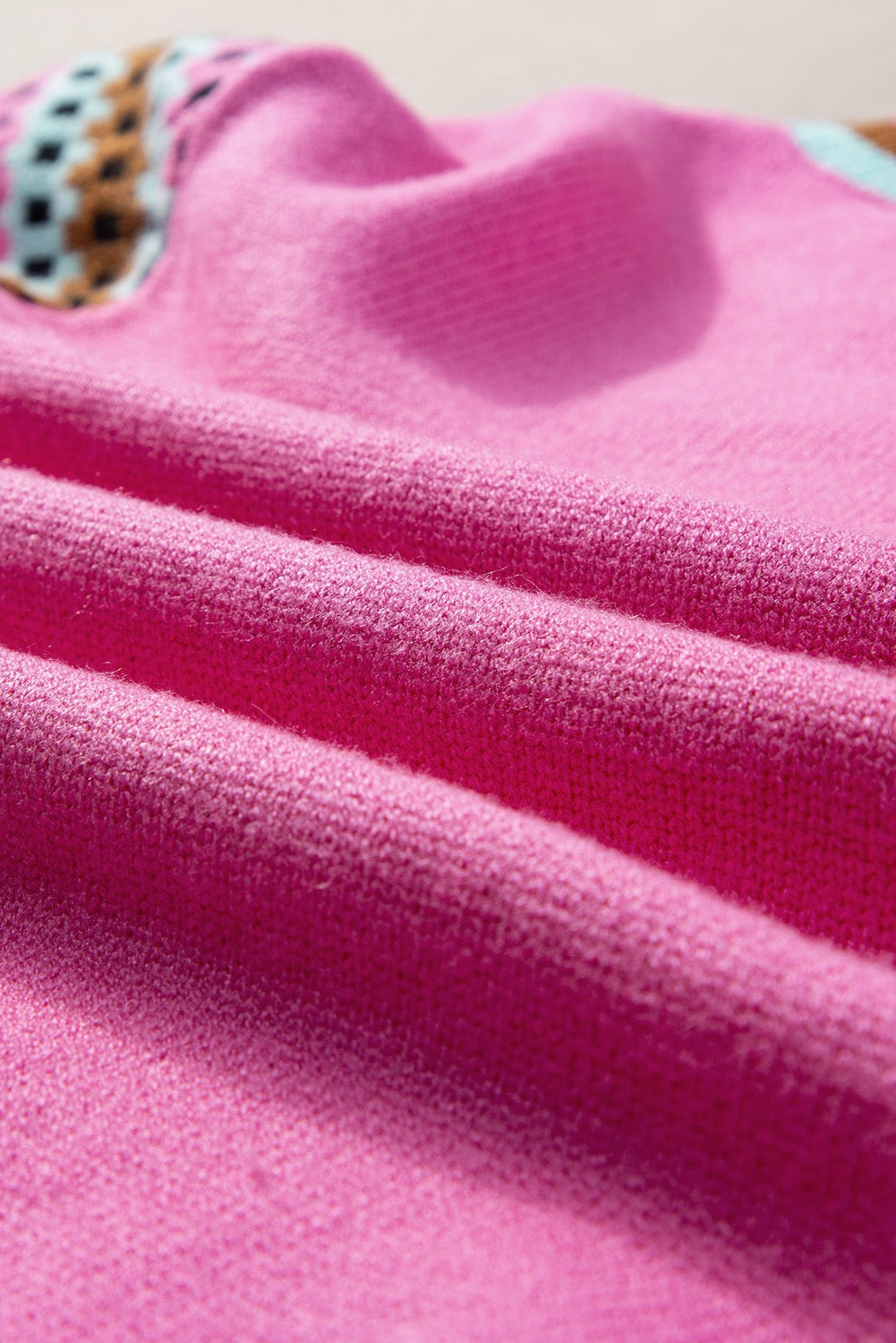 PINK SOFT TOP WITH PATTERNED SLEEVE