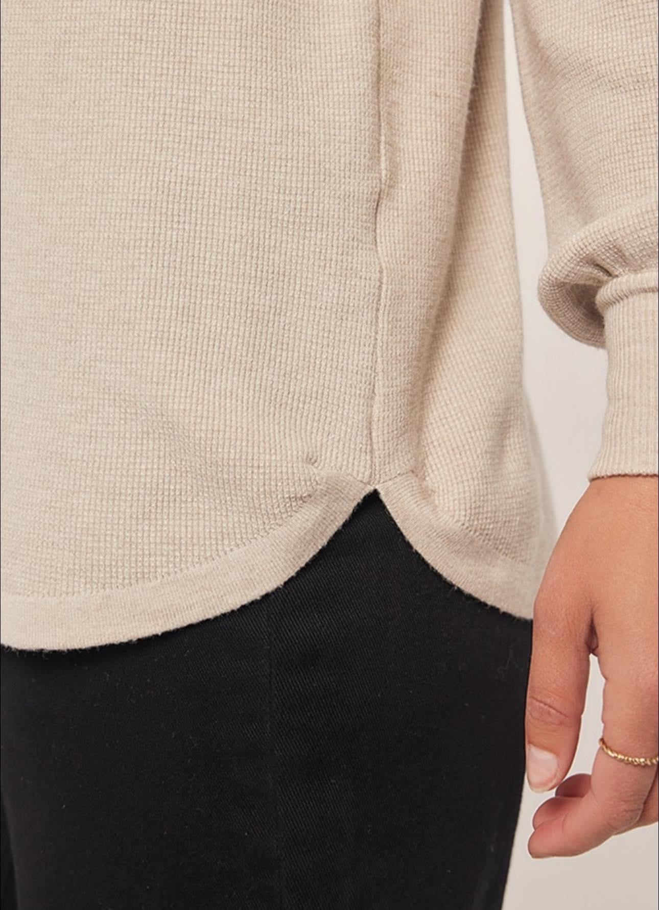 THERMAL OATMEAL SOFT KNIT PULLOVER SWEATER