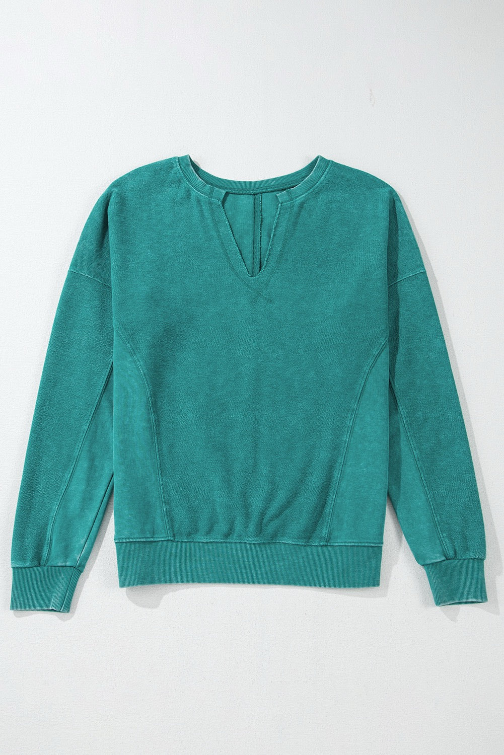 PREORDER TEAL NOTCHED DROP SHOULDER TOP