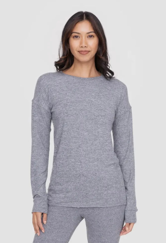 BRUSHED CREW NECK LONG SLEEVE TOP