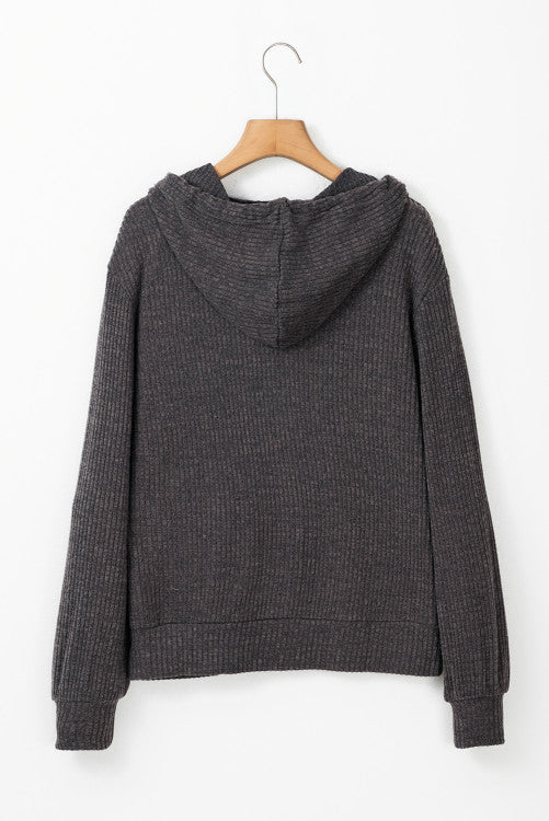 GRAY FULL ZIP HOODED SWEATER