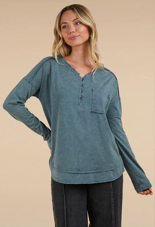 MINERAL WASH COMFY BLUE TOP