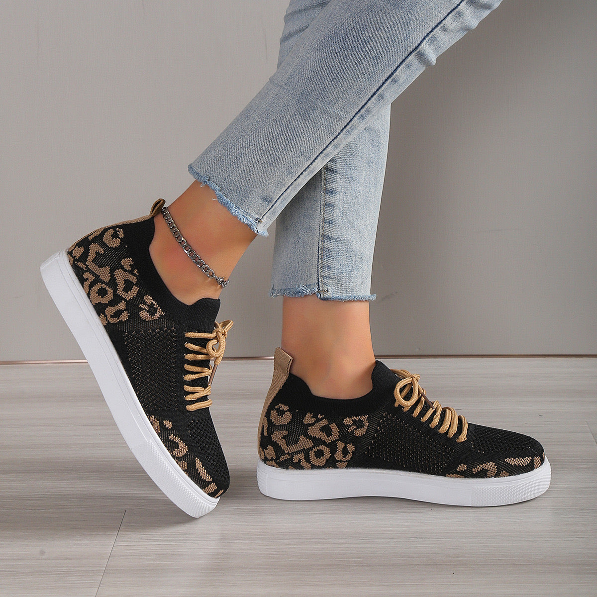 BLACK LEOPARD SNEAKERS