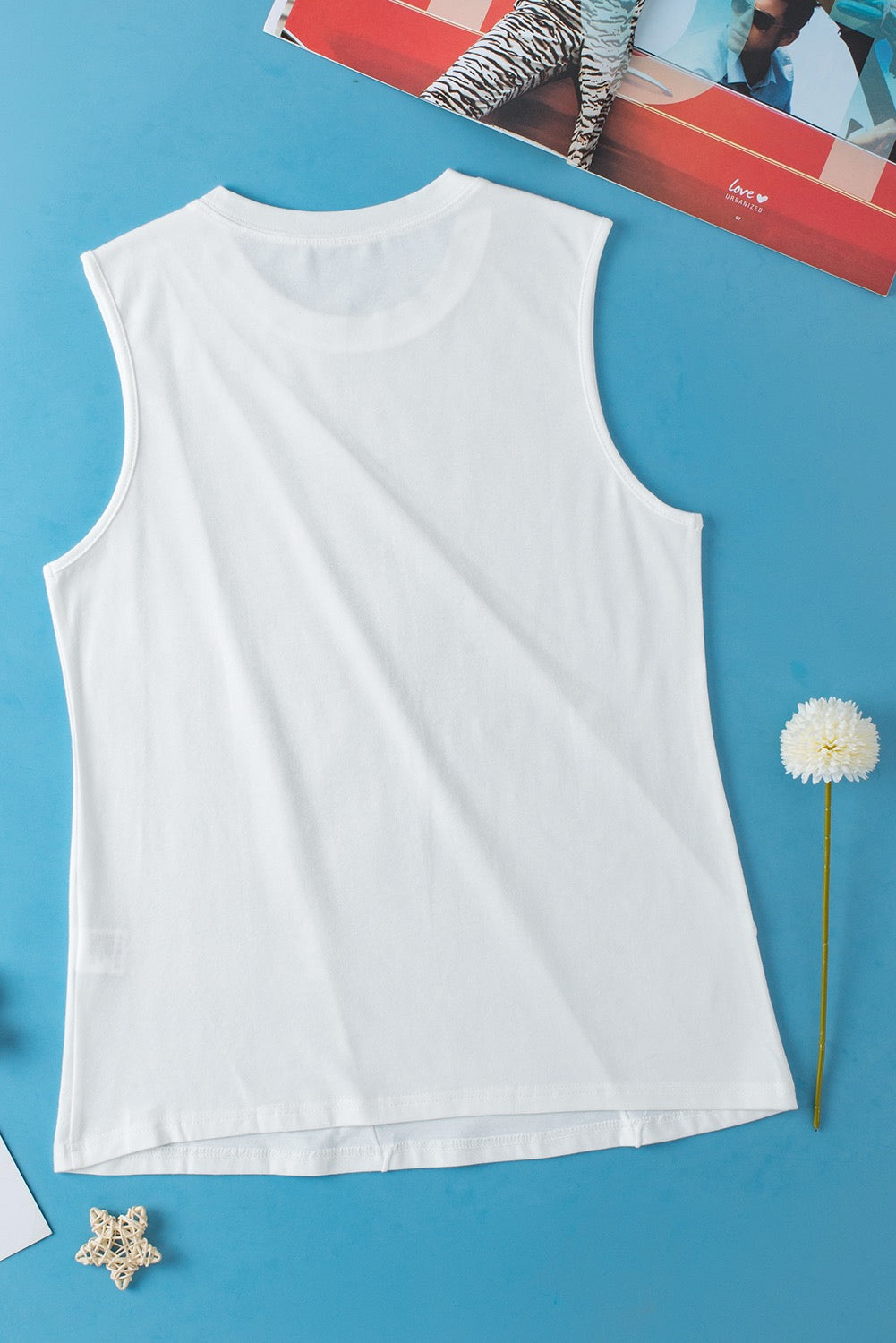 PREORDER WHITE CREWNECK PLEATED TANK TOP