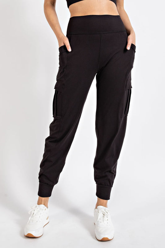 BUTTER SOFT BLACK JOGGERS WITH SIDE POCKETS