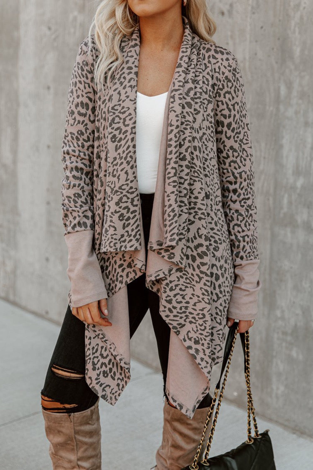 LEOPARD OPEN FRONT CARDIGAN