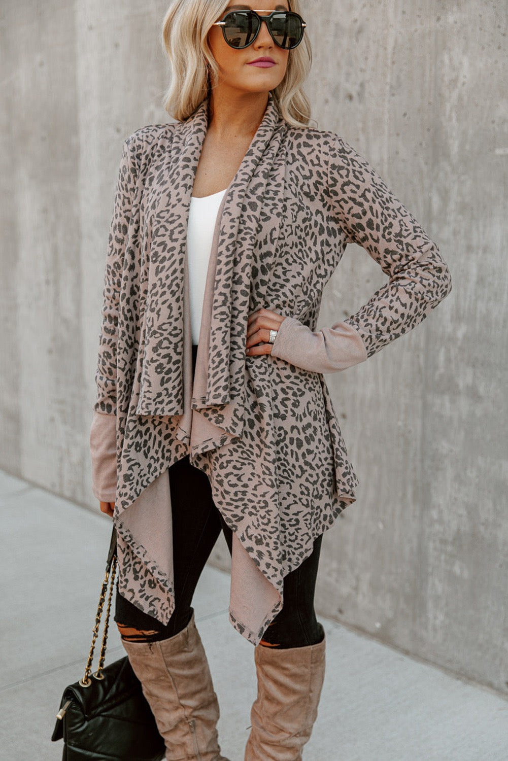 LEOPARD OPEN FRONT CARDIGAN