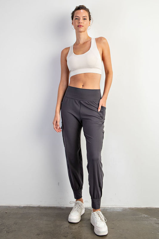 BUTTER SOFT CHARCOAL JOGGERS WITH SIDE POCKETS