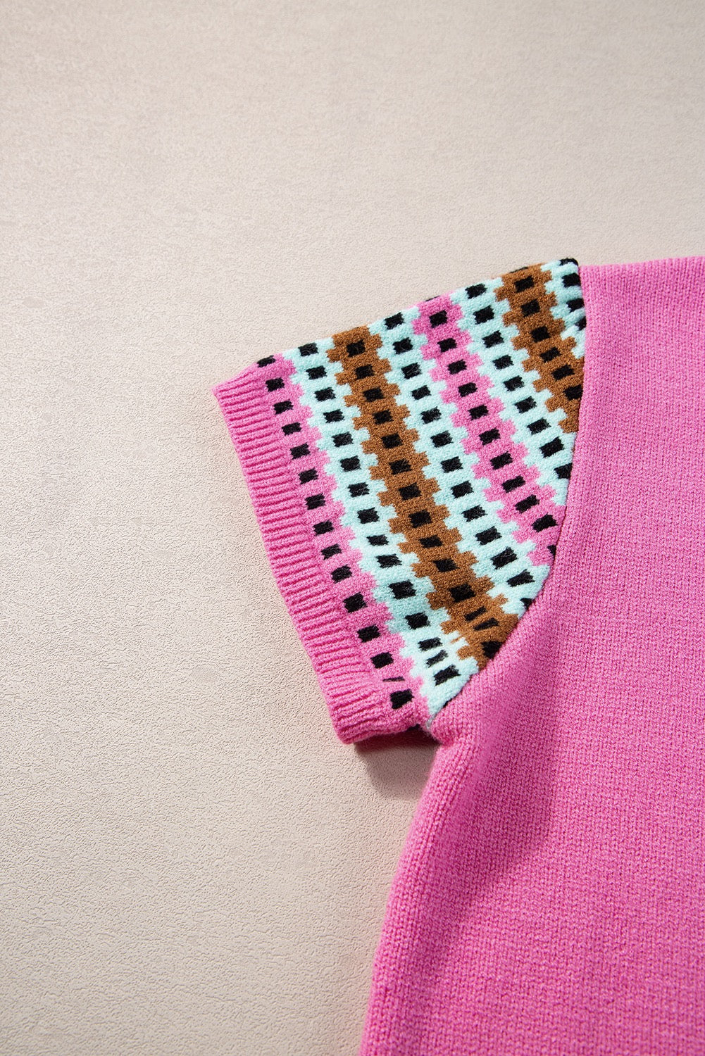 PINK SOFT TOP WITH PATTERNED SLEEVE
