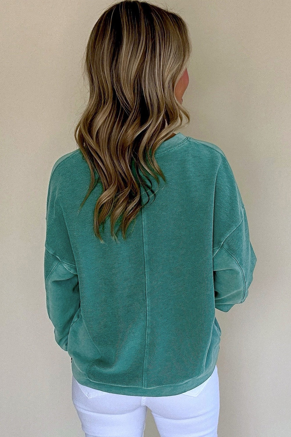 PREORDER TEAL NOTCHED DROP SHOULDER TOP