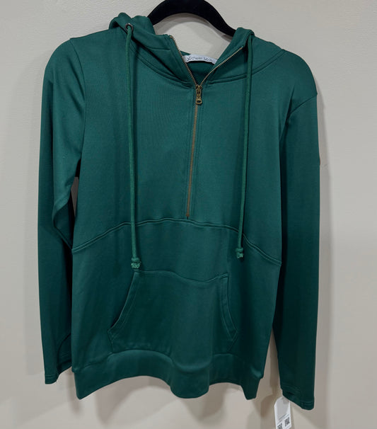 MICHELLE MAE SCUBA FOREST GREEN HALF ZIP HOODIE