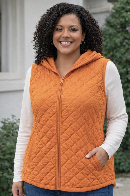 MICHELLE MAE QUILTED ZIP UP HOODED VEST
