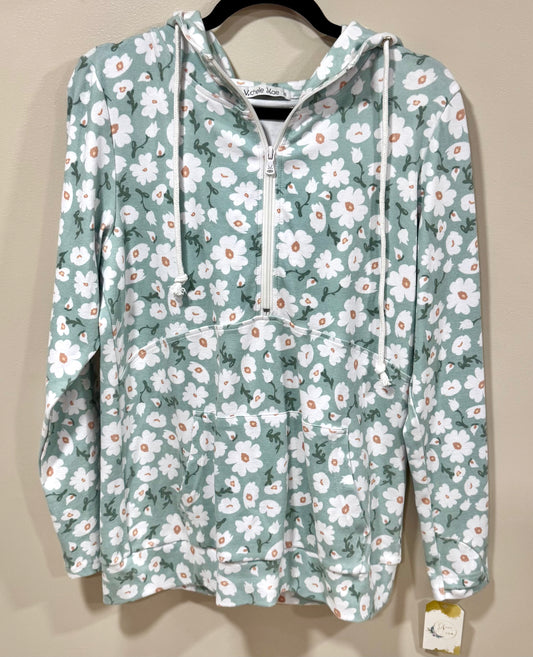 MICHELLE MAE FLORAL HALF ZIP HOODIE