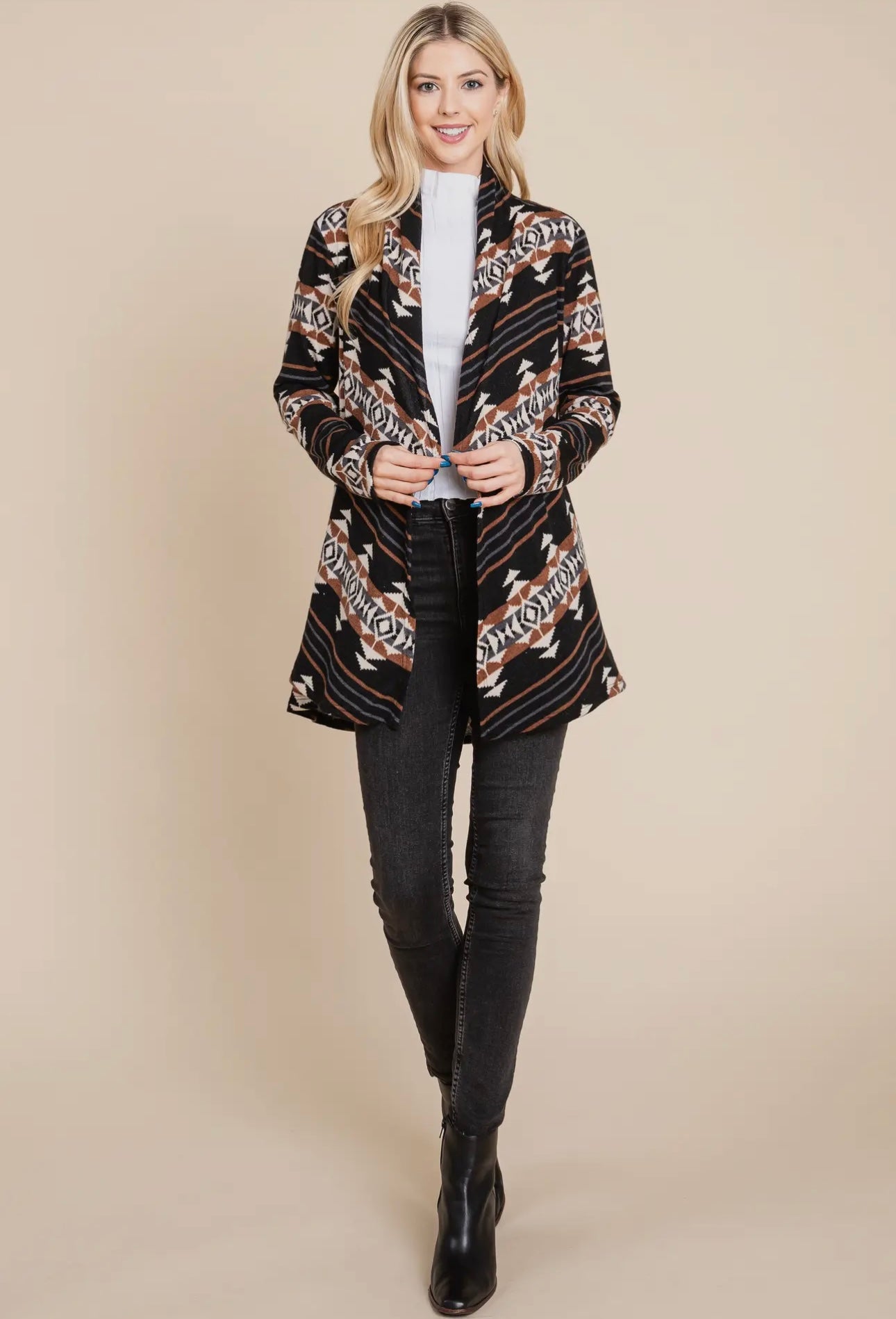 AZTEC OPEN FRONT CARDIGAN