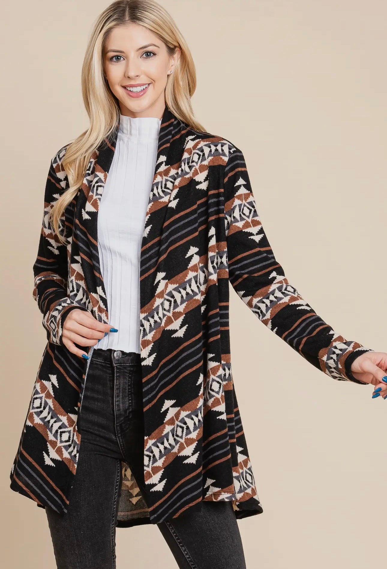 AZTEC OPEN FRONT CARDIGAN