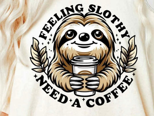 PREORDER SLOTHY COFFEE (M Sage Gildan T)