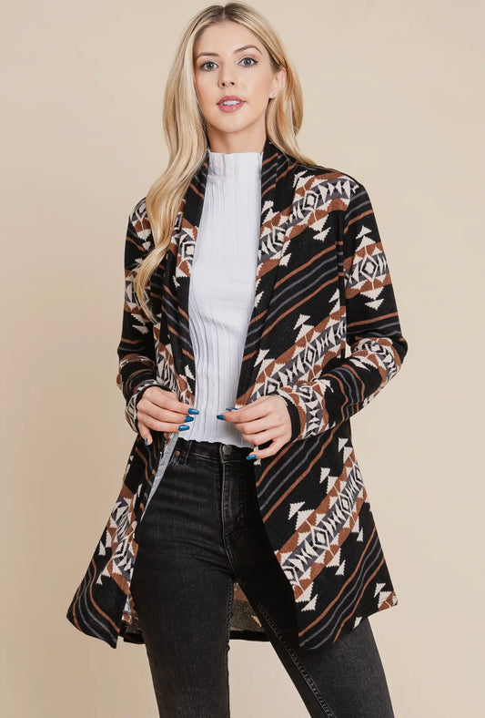 AZTEC OPEN FRONT CARDIGAN