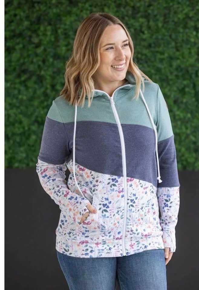 MICHELLE MAE FLORAL FULL ZIP HOODIE