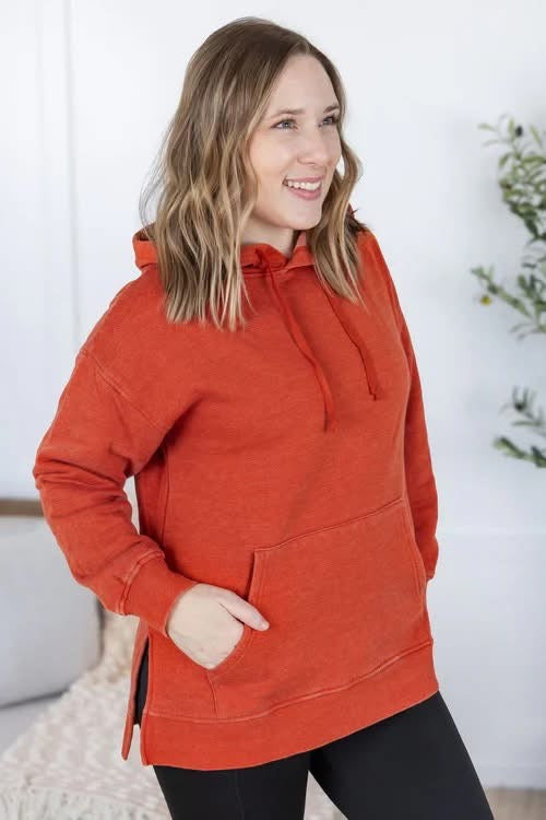 MICHELLE MAE BURNT ORANGE HOODIE WITH POCKETS