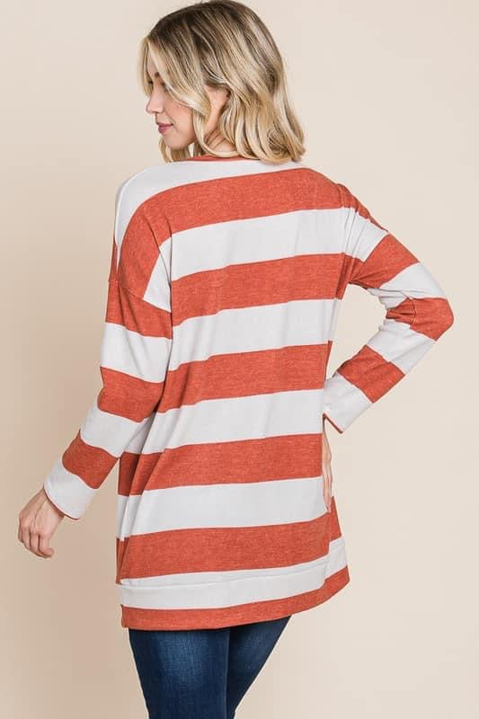 RUST STRIPE MIDWEIGHT SWEATSHIRT