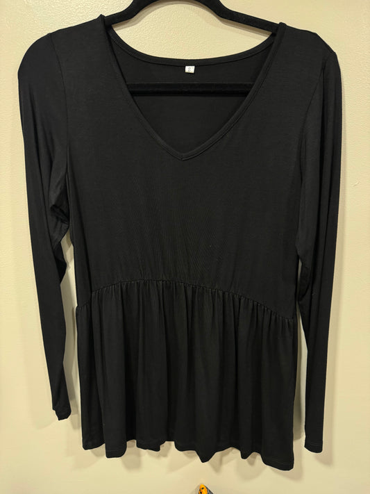 MICHELLE MAE BLACK LONG SLEEVE VNECK