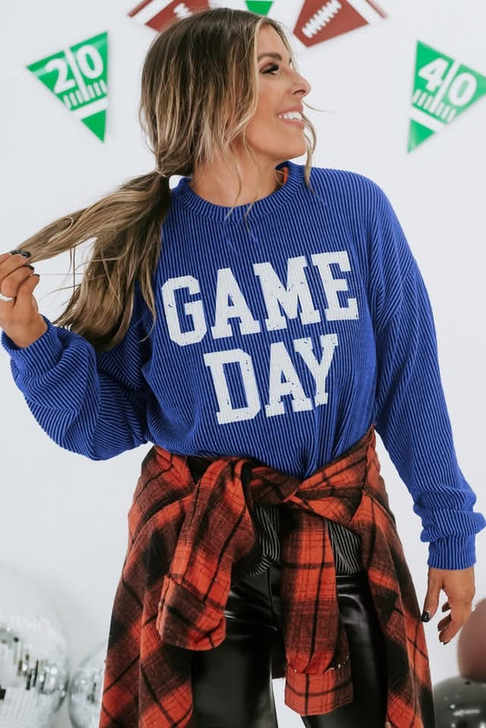 PREORDER BLUE GAME DAY LONG SLEEVE TOP