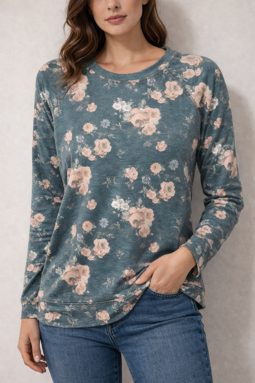 MICHELLE MAE FLORAL LONG SLEEVE TOP