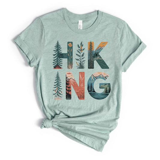 PREORDER HIKING T (LARGE HEATHER PRISM DUSTY BLUE)
