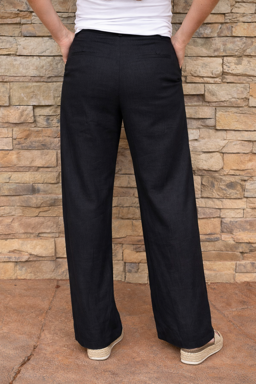 Rae Mode Black Linen Wide Leg Pants