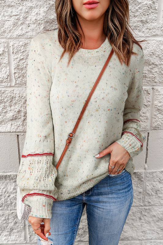 LIGHT CREAM COLOR SPECKLED SWEATER