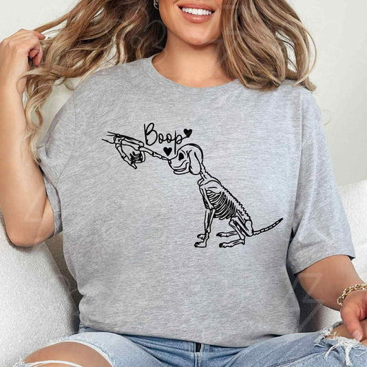 PREORDER SKELETON DOG BOOP T (Large Heather Gray)
