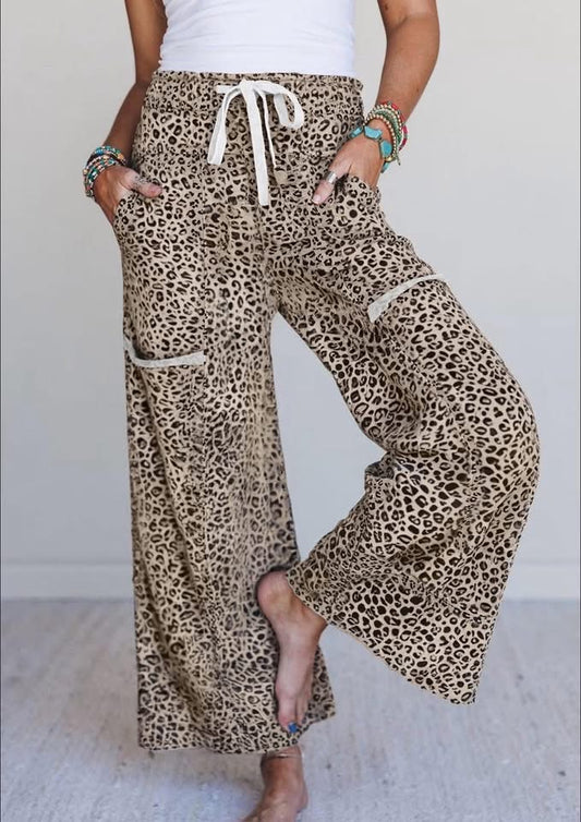 PREORDER KHAKI ANIMAL PRINT KNIT PANTS